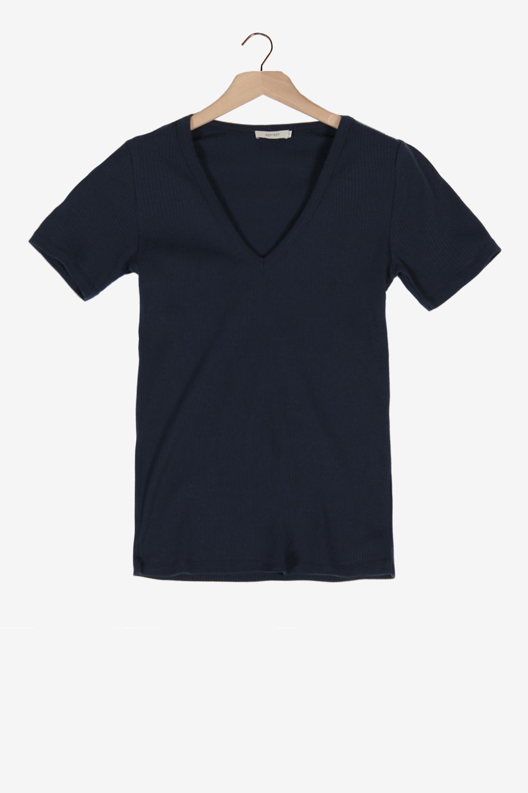 weduwe geestelijke gezondheid hoogte Donkerblauw rib t-shirt - Dames | Sissy-Boy