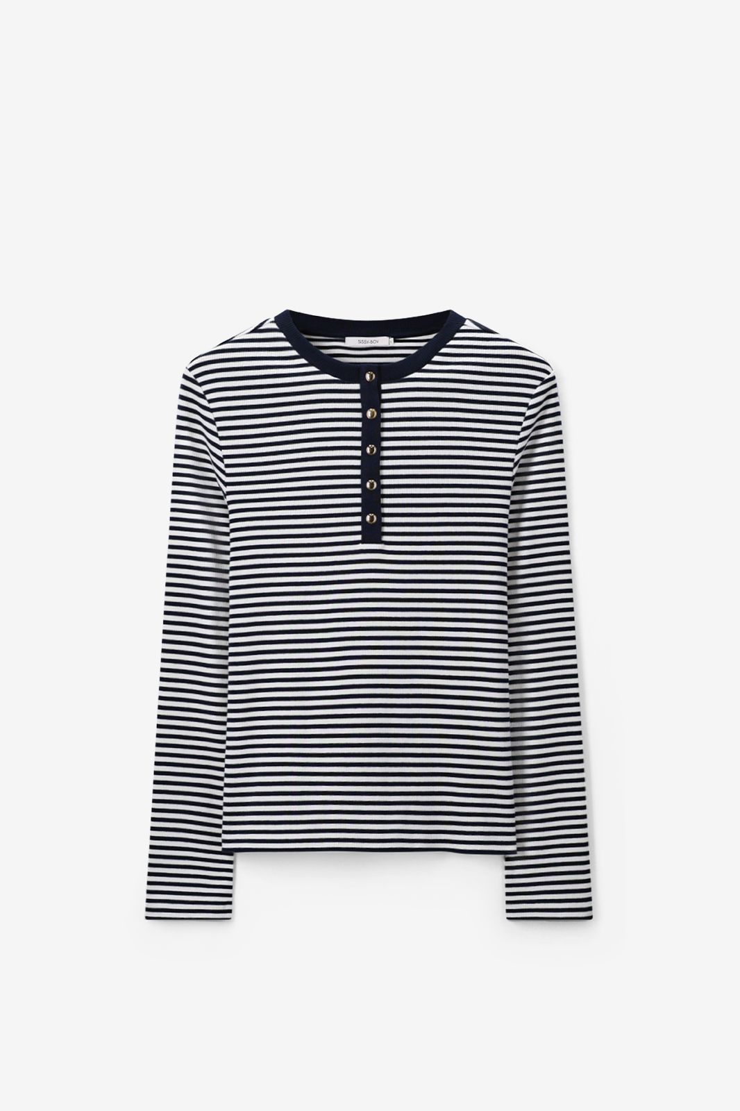 Donkerblauwe longsleeve met strepen