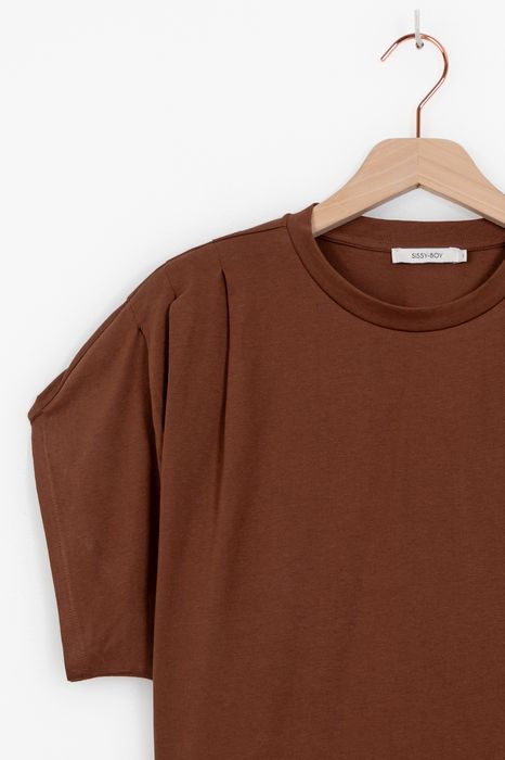 Donkerbruin T-shirt met geplooide details Dames Sissy-Boy