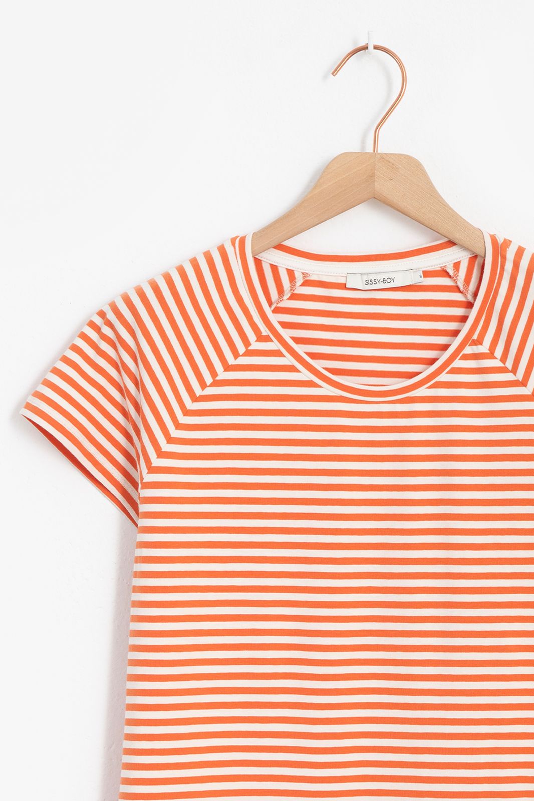 Wit met oranje gestreept T-shirt - Dames | Sissy-Boy