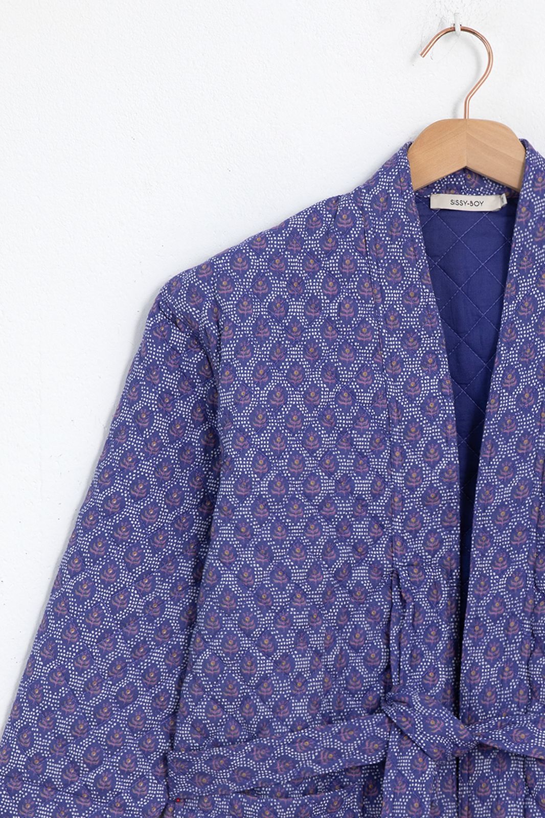 vorm Vertrek naar Bediening mogelijk Donkerpaarse korte kimono jas met print - Dames | Sissy-Boy