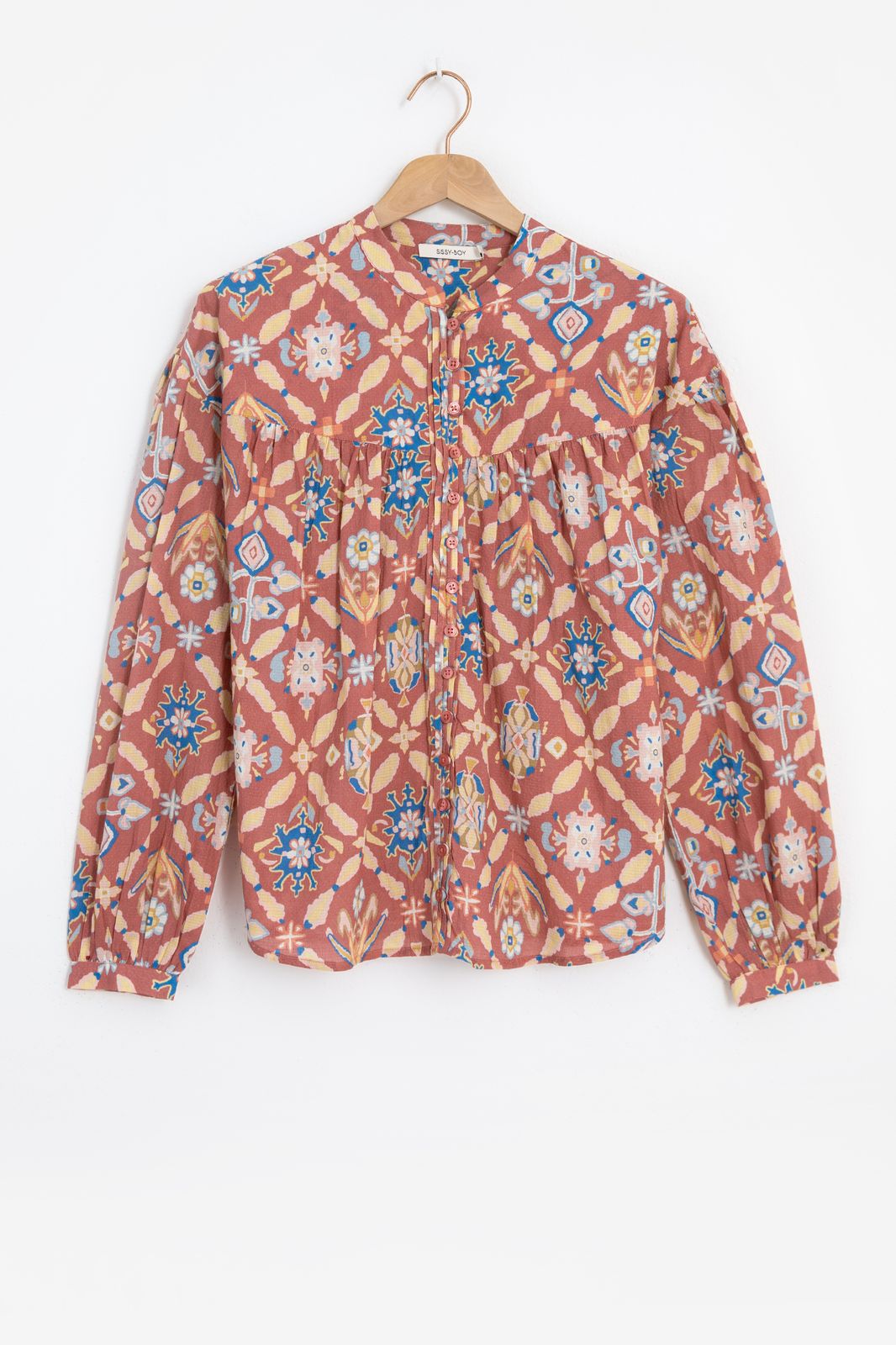 Donkerroze blouse met ikat print - Dames | Sissy-Boy