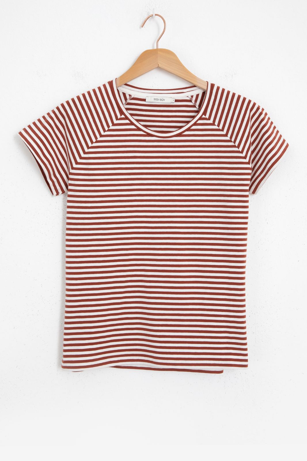 Donkerrood gestreept T-shirt - Dames | Sissy-Boy