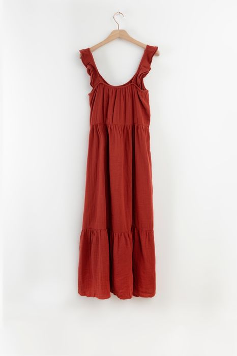 Rode A-lijn maxi jurk met ruffle details Dames Sissy-Boy