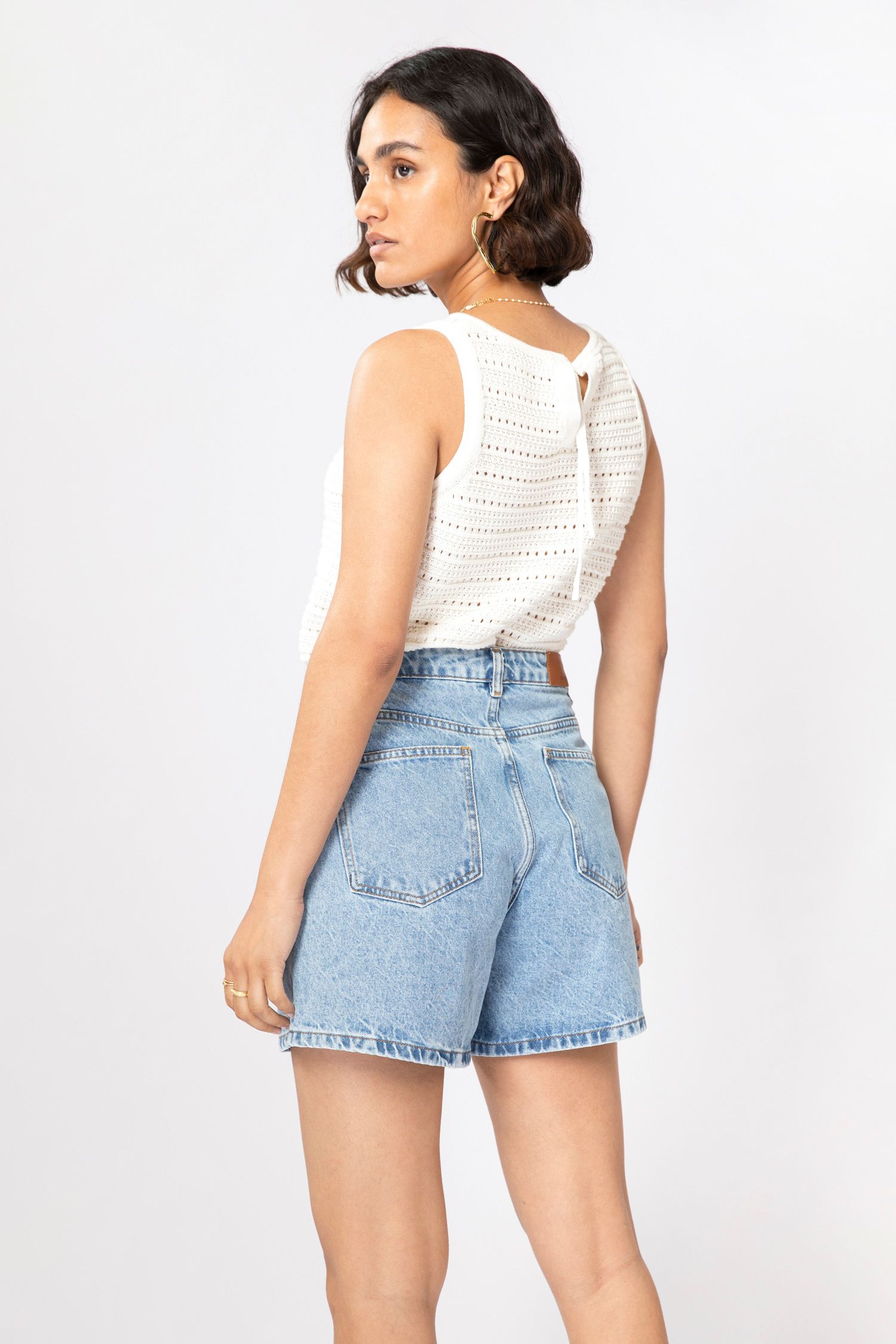 Denim shorts dames high hot sale waisted