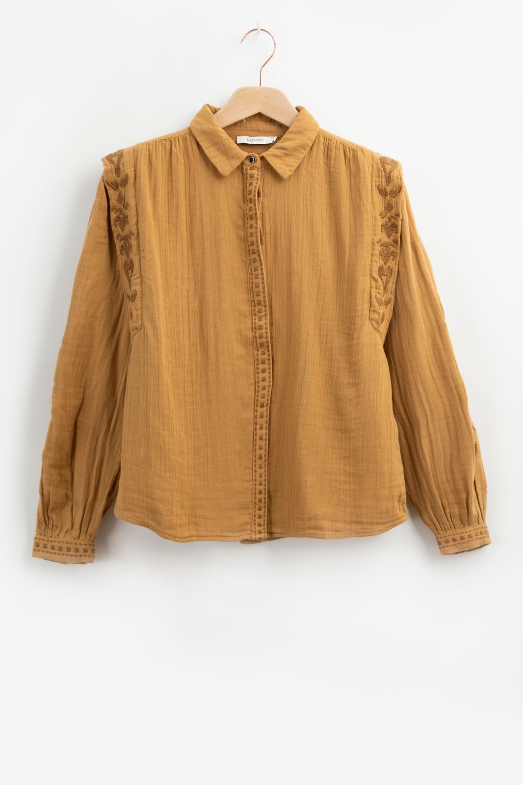 Lichtbruine blouse met embroidery details - Dames | Sissy-Boy