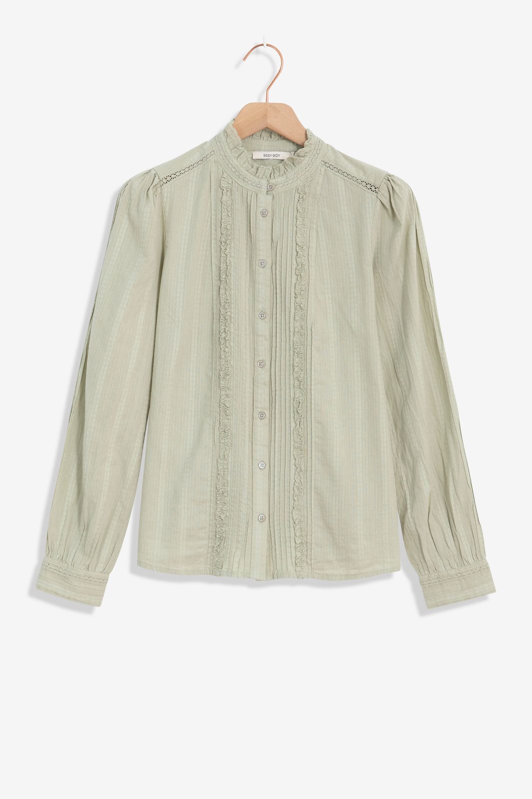 Lichtgroene jacquard blouse - Dames | Sissy-Boy
