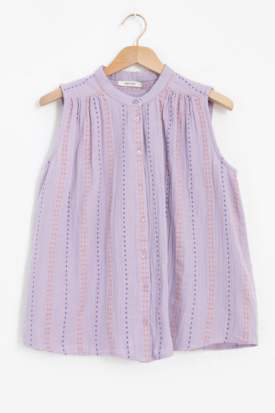 Lichtpaars mousseline blouse met borduursel - Dames | Sissy-Boy