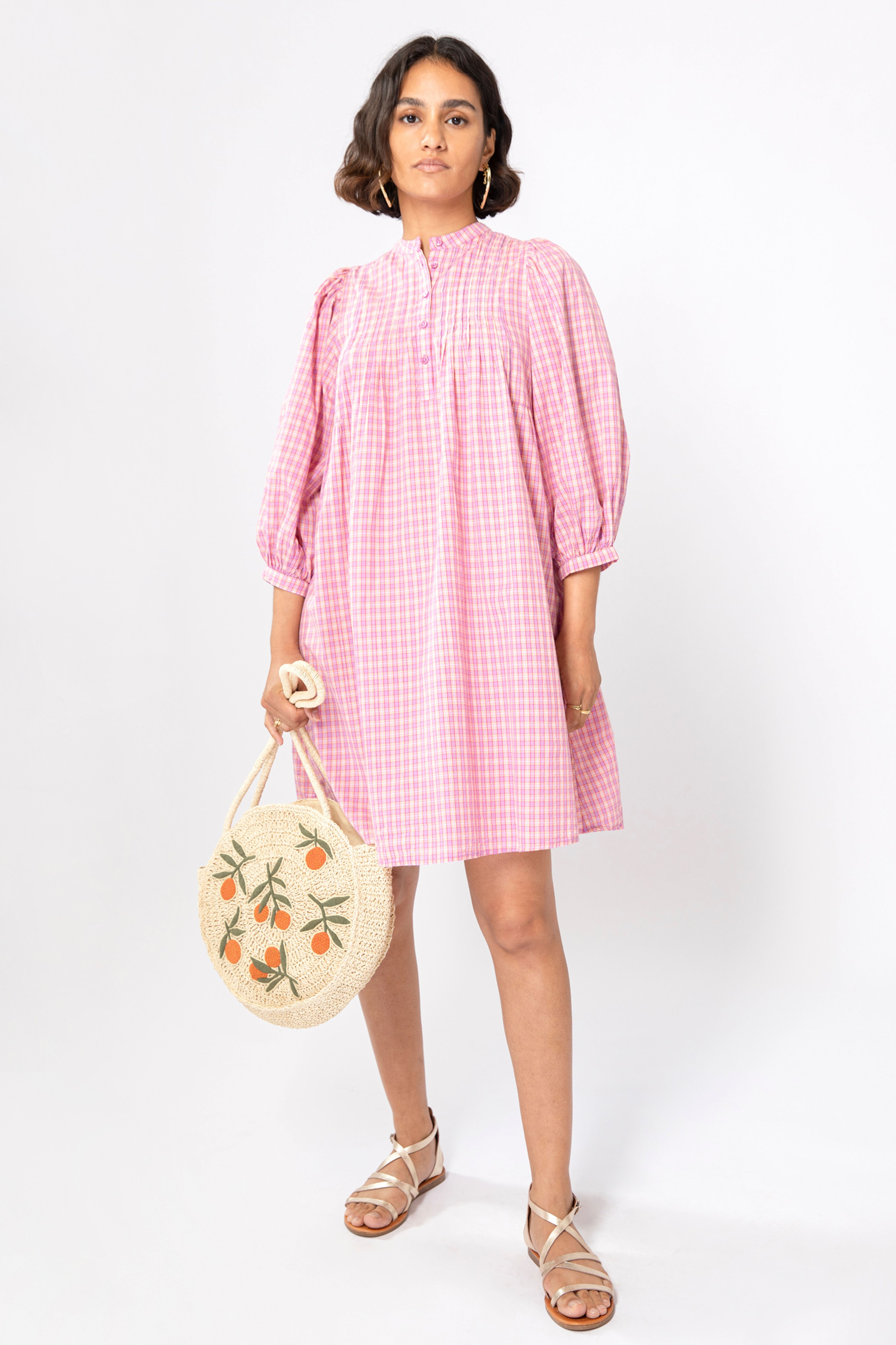 Roze geruite jurk met ballonmouwen - Dames | Sissy-Boy