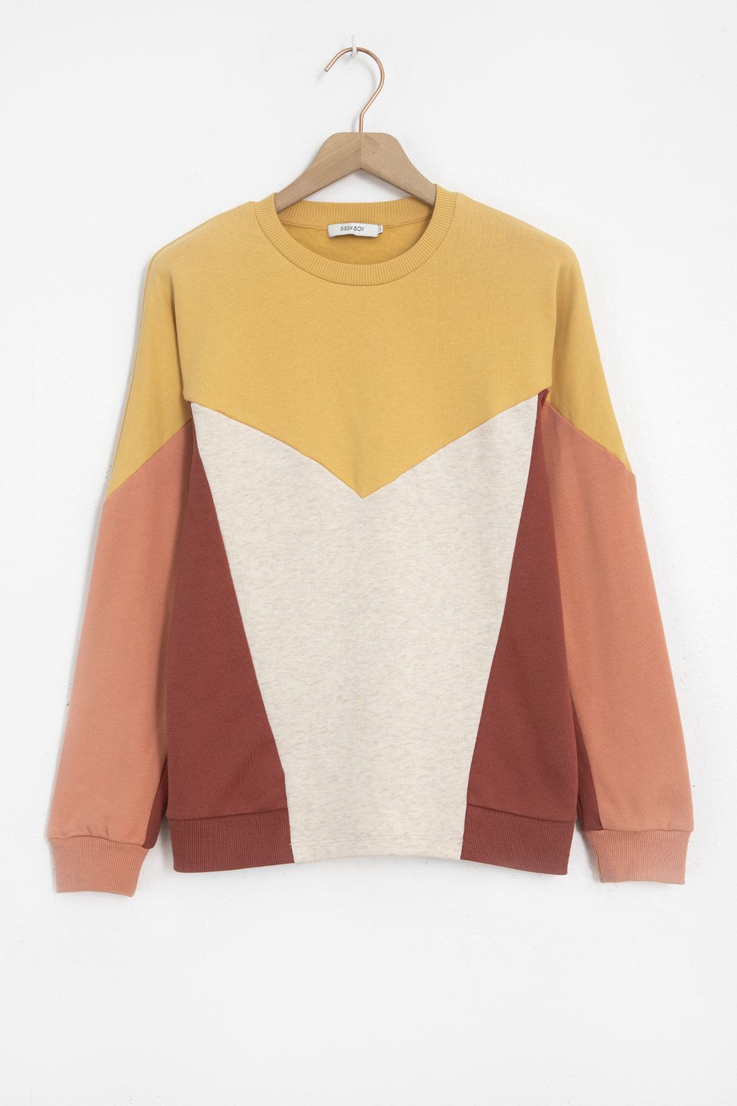 Oranje colorblock sweater - Dames | Sissy-Boy