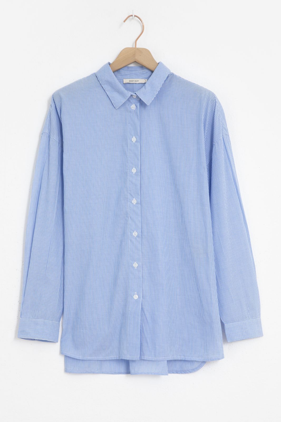 Lichtblauwe gestreepte oversized blouse - Dames | Sissy-Boy