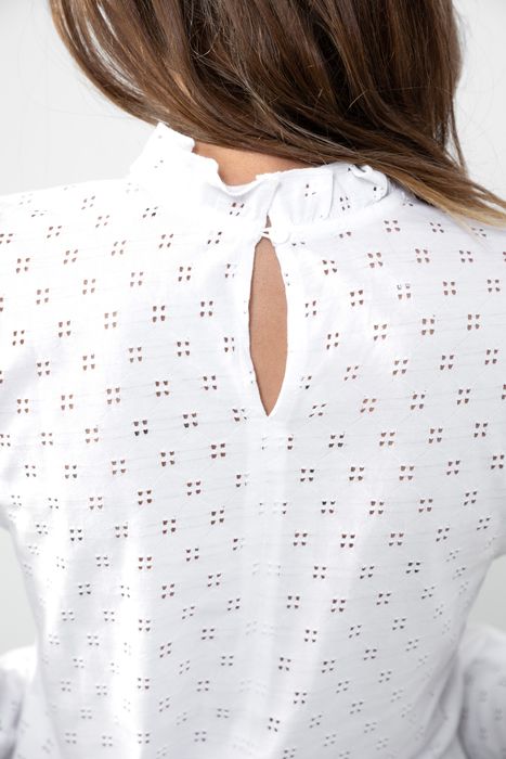 Wit ajour shirt met ruffle Dames Sissy-Boy