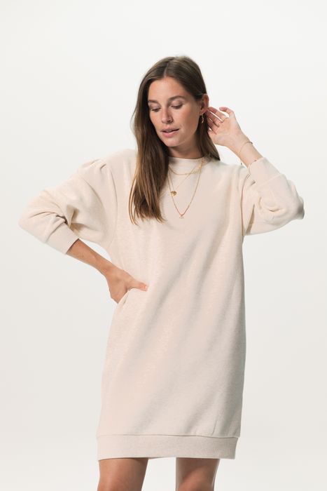 Beige sweater jurk met pofmouwen Dames Sissy-Boy