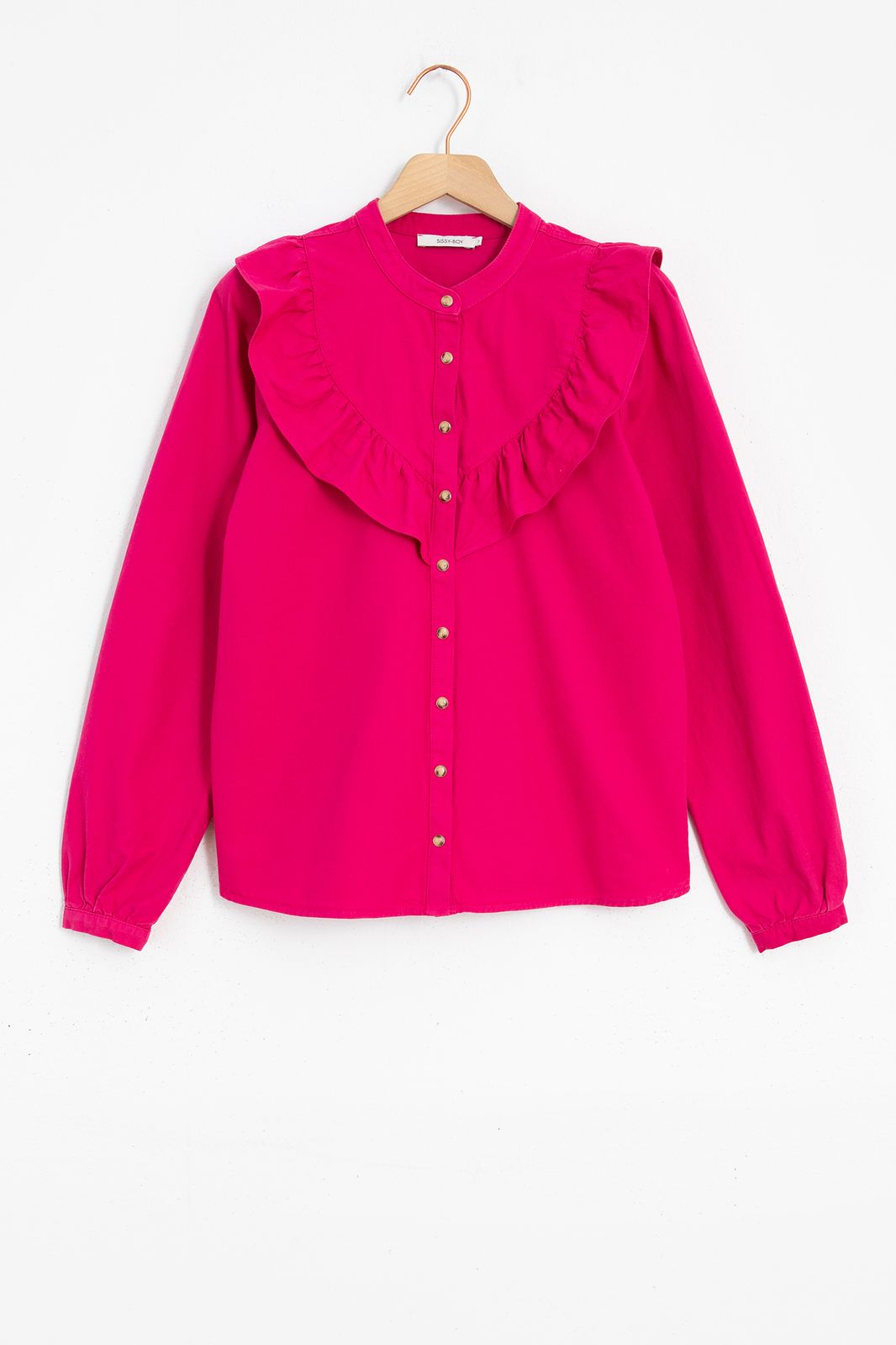 Roze denim blouse met ruffles - Dames | Sissy-Boy