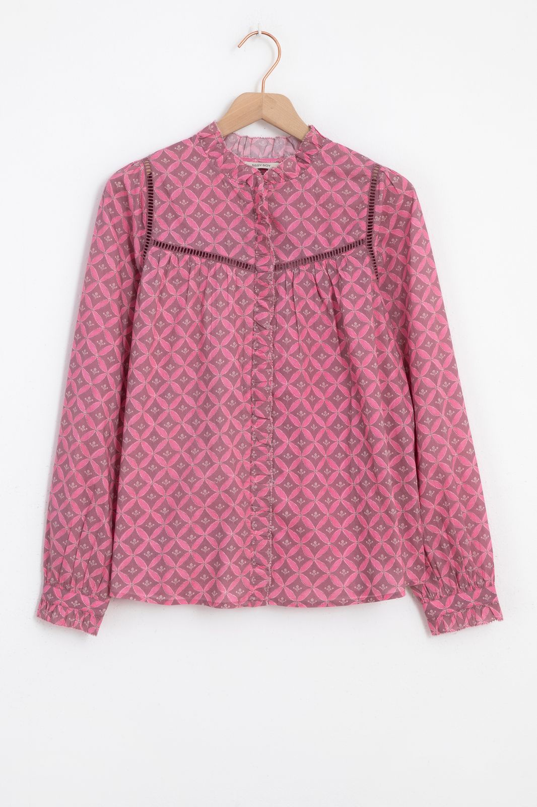 Roze blouse met print en ruffles - Dames | Sissy-Boy