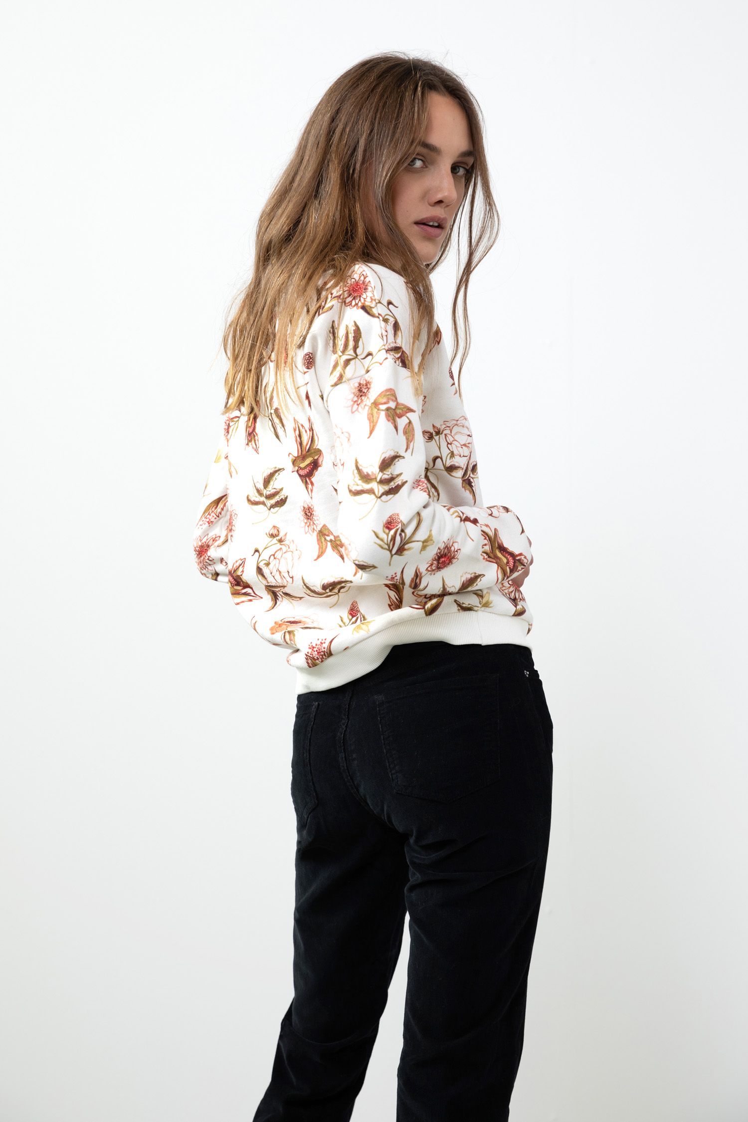 Witte sweater met discount print