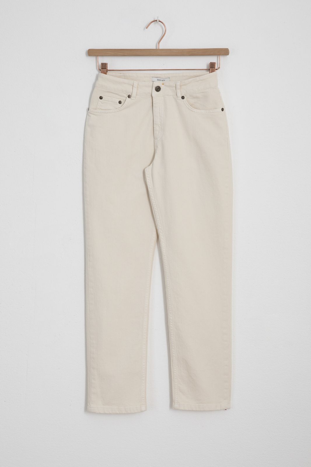 Bari white mid waist tapered jeans