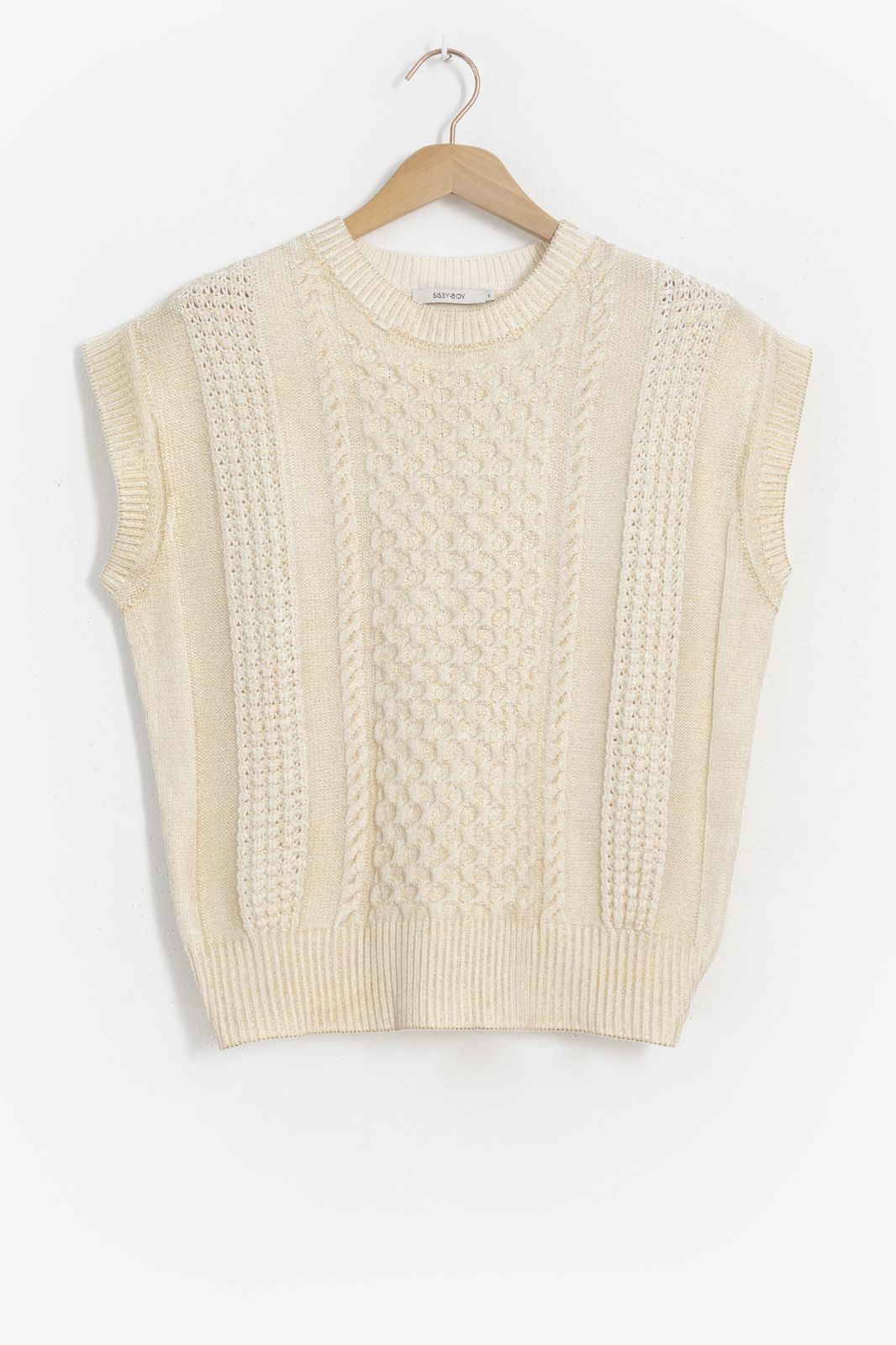 Off white cable knit spencer - Dames | Sissy-Boy