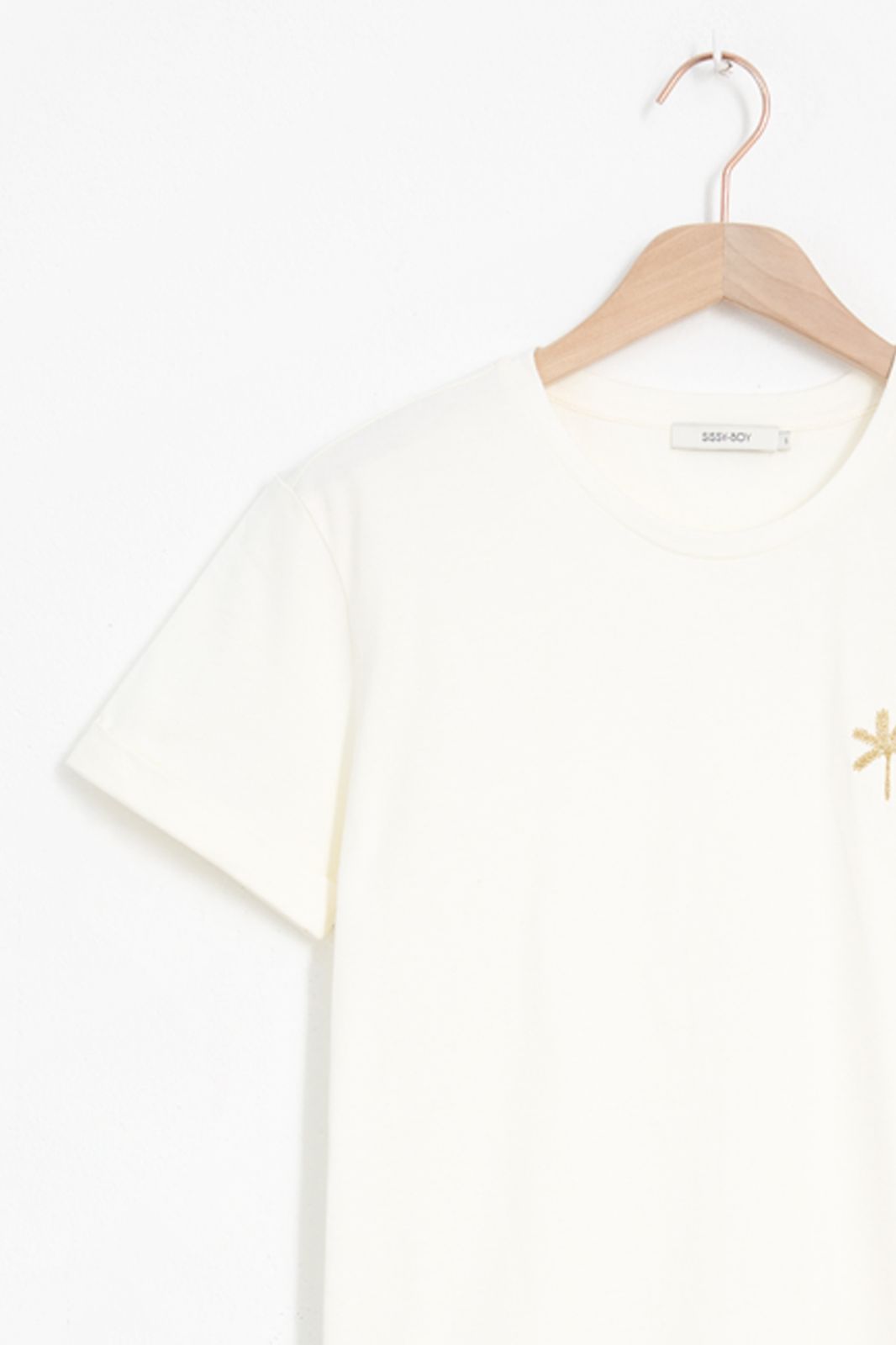 Wit T-shirt met palm borduursel