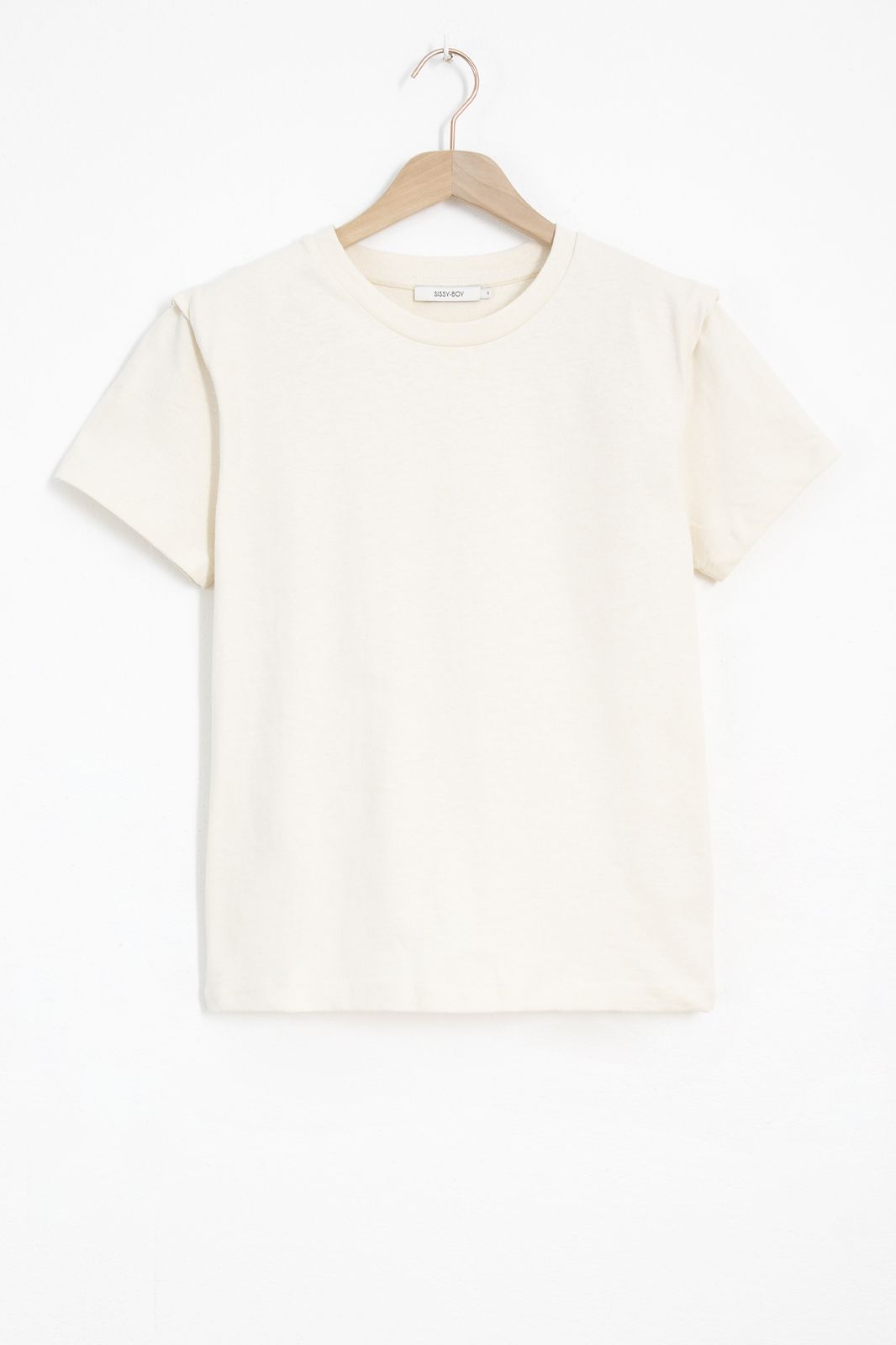 Wit linnen T-shirt met schouderdetail - Dames | Sissy-Boy