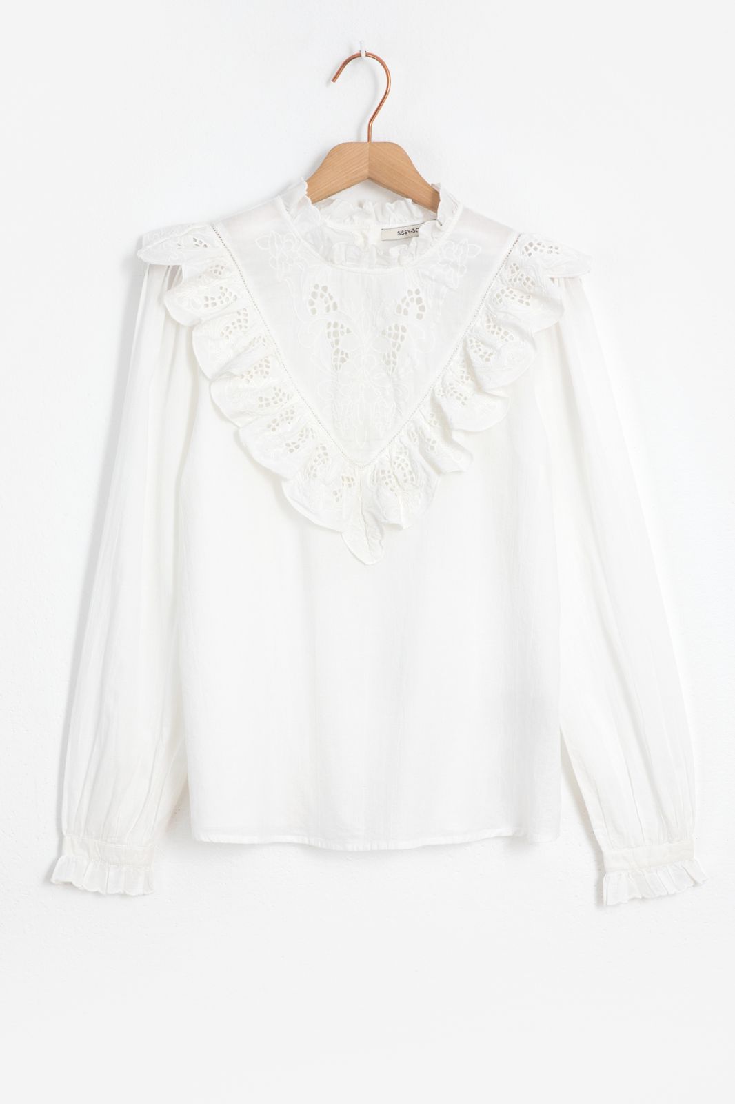 Witte blouse met borduursel en ruffles - Dames | Sissy-Boy