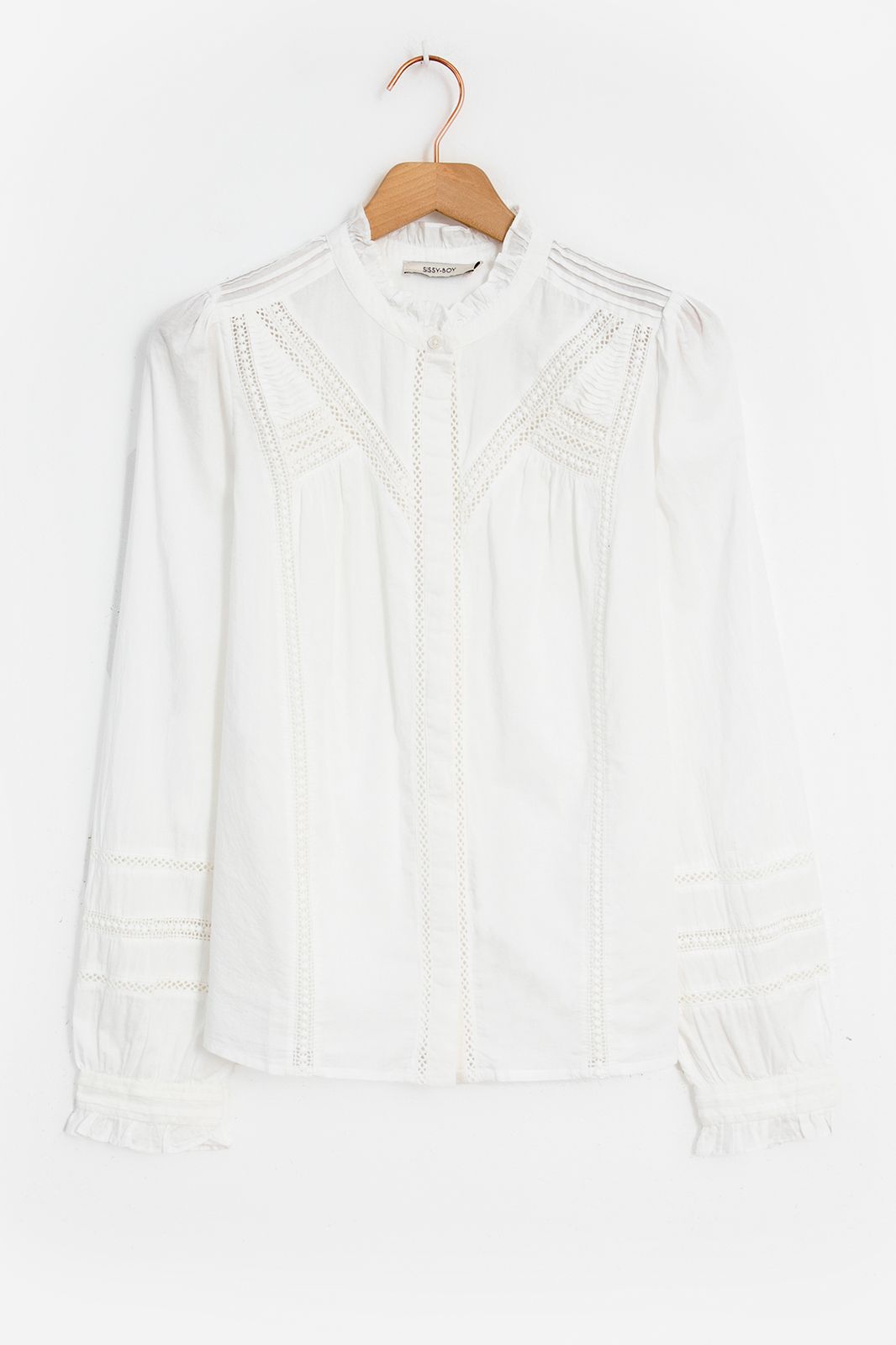 Witte blouse met kanten details - Dames | Sissy-Boy