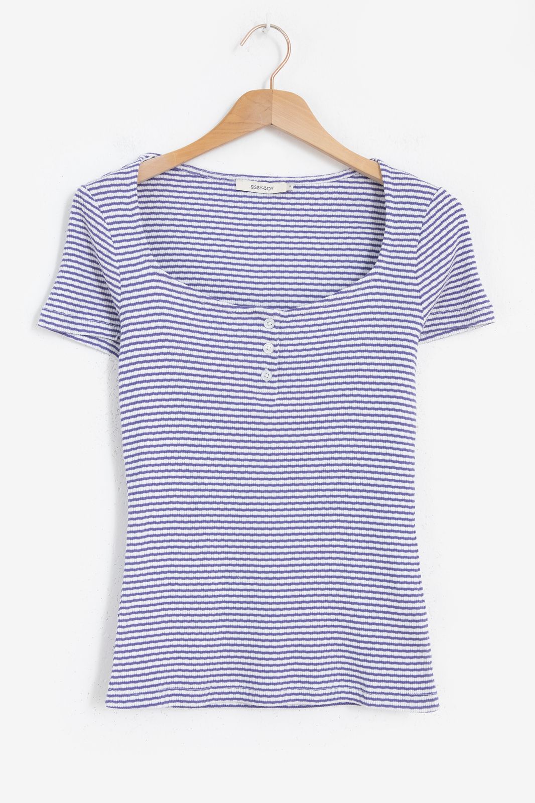 Blauw-wit jersey T-shirt - Dames | Sissy-Boy