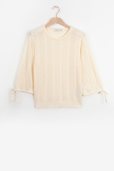 Witte ajour gebreide trui met korte mouwen Dames Sissy-Boy