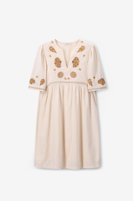 Witte midi jurk met embroidery Dames Sissy-Boy