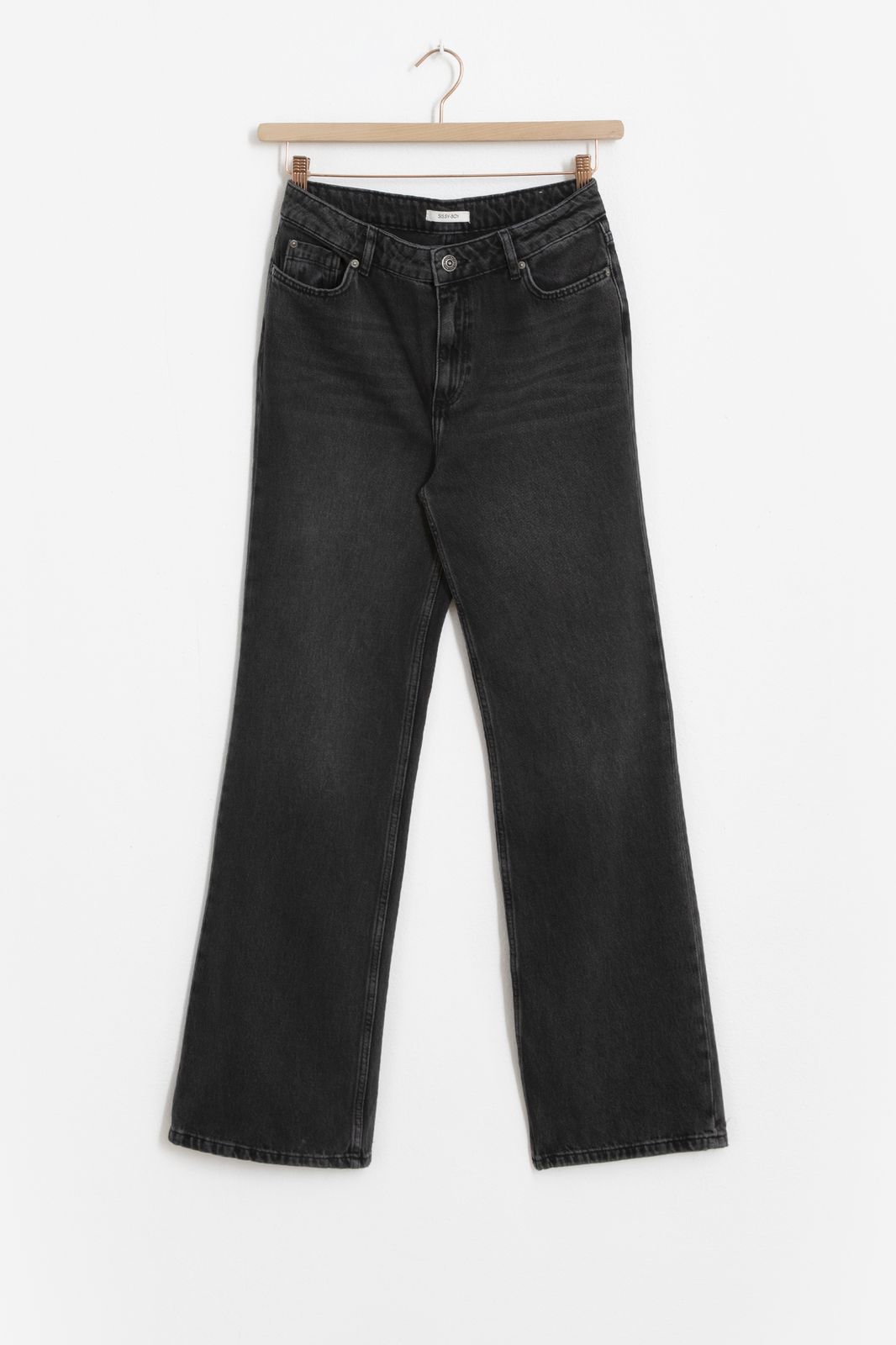Washed black high waist wide leg jeans - Dames | Sissy-Boy