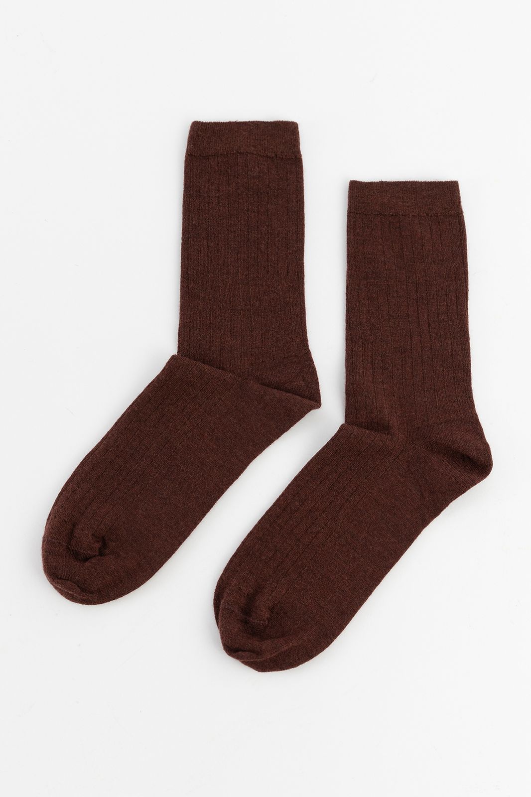 Chaussettes côtelées - marron foncé
