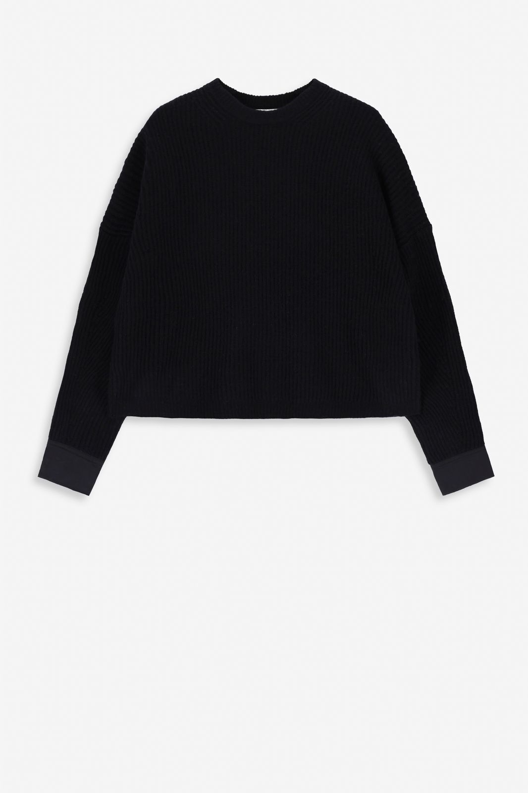 Pull en maille avec bordures tissées - noir