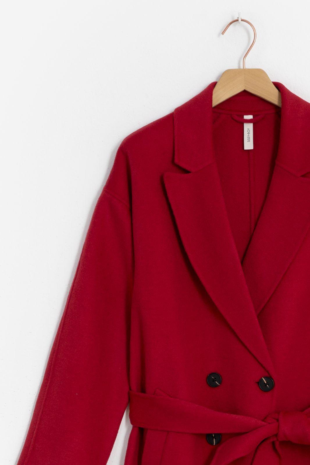 Manteau long en laine - rouge