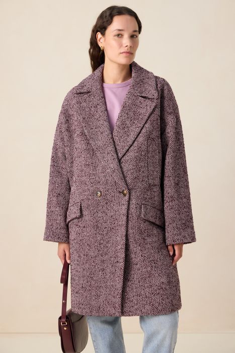 Manteau avec motif à chevrons rouge foncé