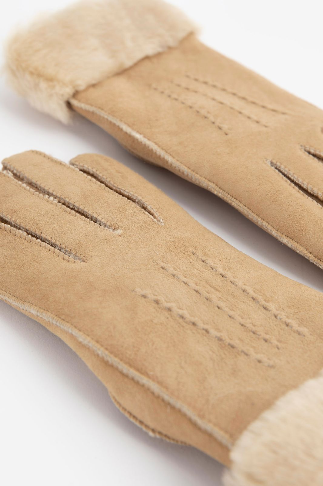 Lammy-Handschuhe mit Kunstfell-Detail - beige