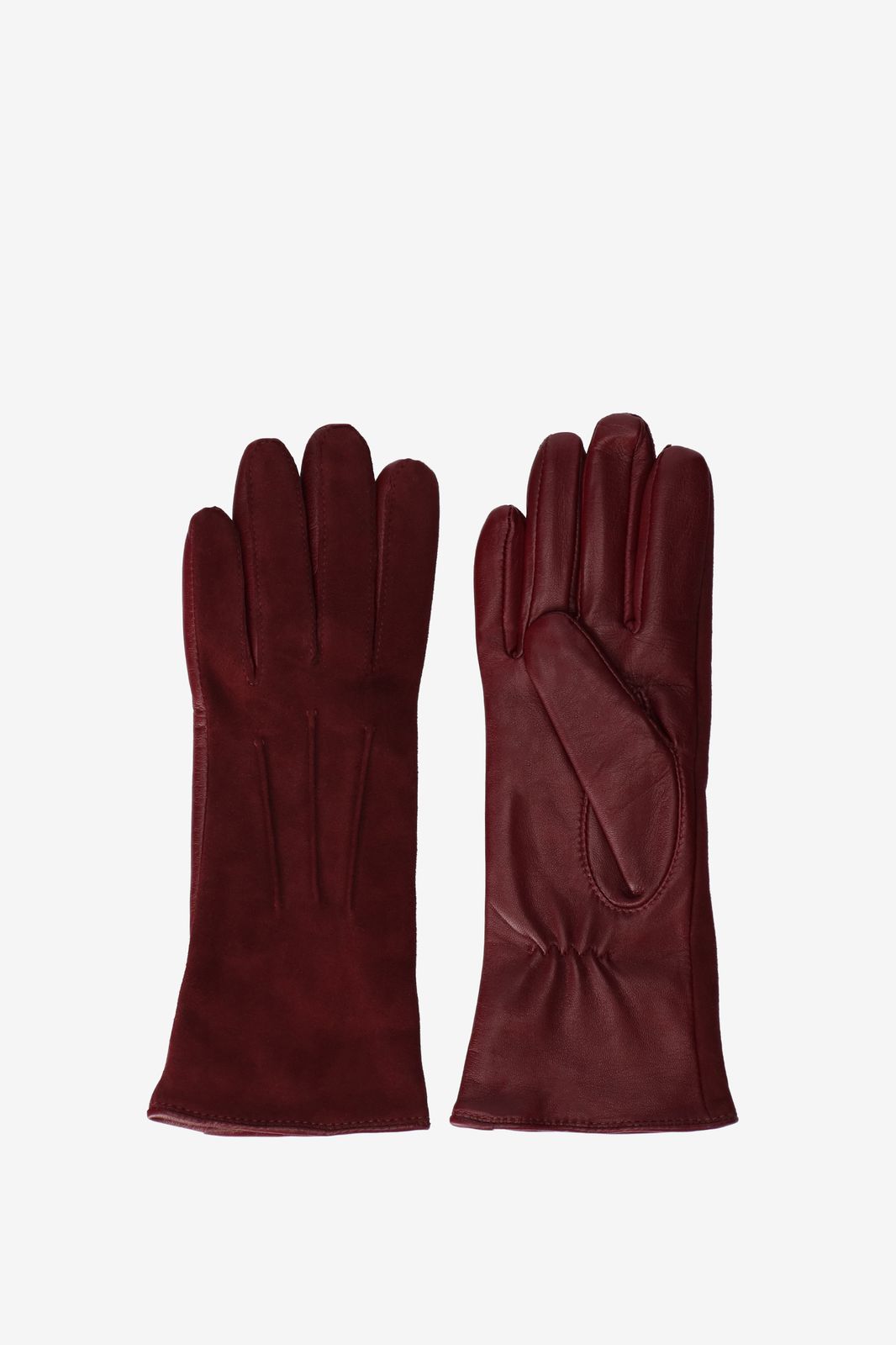 Handschuhe aus Ledermix - dunkelrot