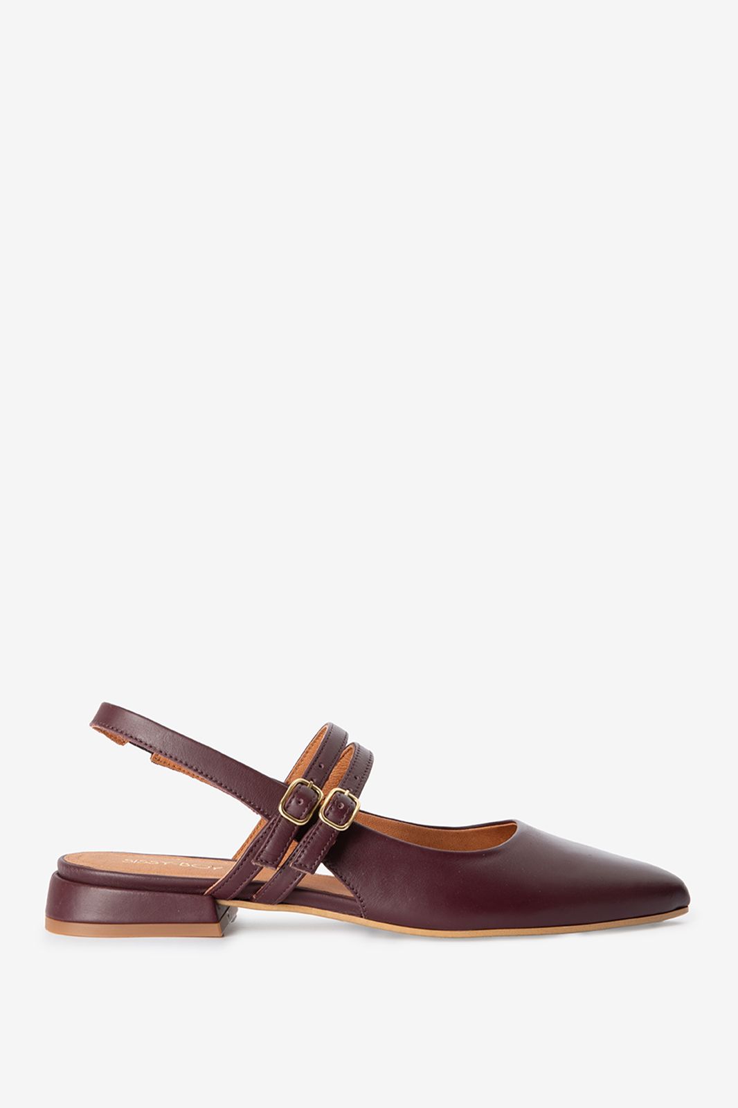 Leder-Slingbacks mit doppeltem Riemchen - dunkelbraun