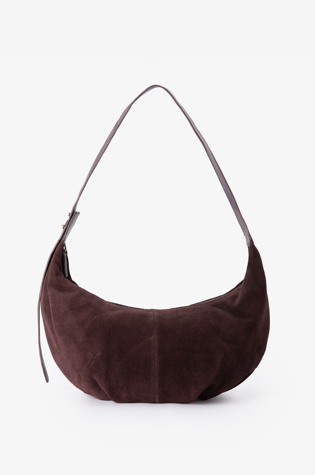 Schultertasche aus Veloursleder - braun