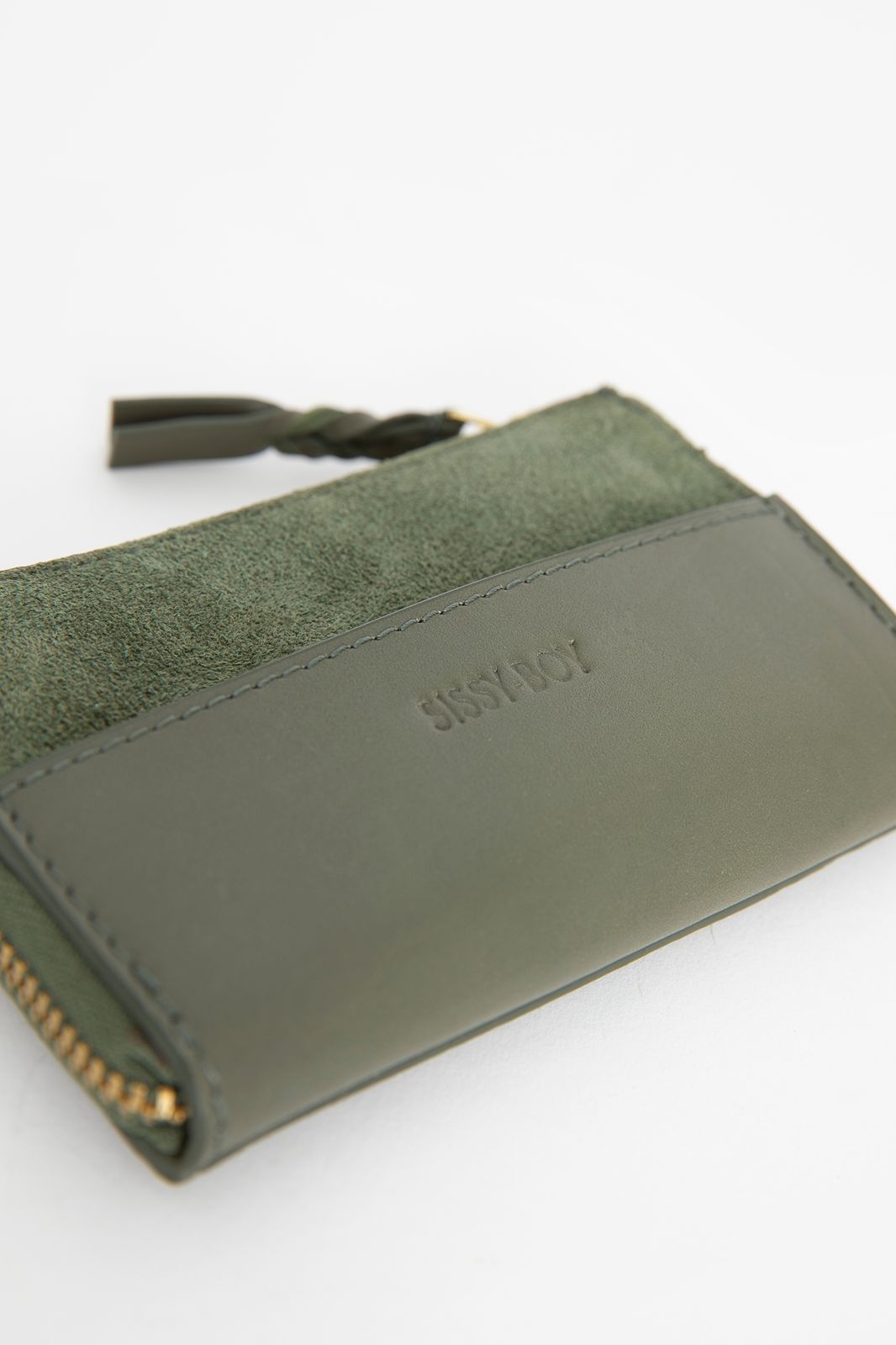 Portemonnaie aus Veloursleder - dunkelgrün