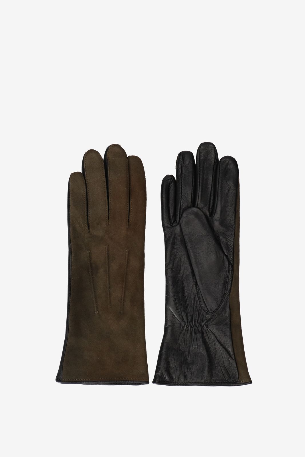 Handschuhe aus Ledermix - dunkelgrün