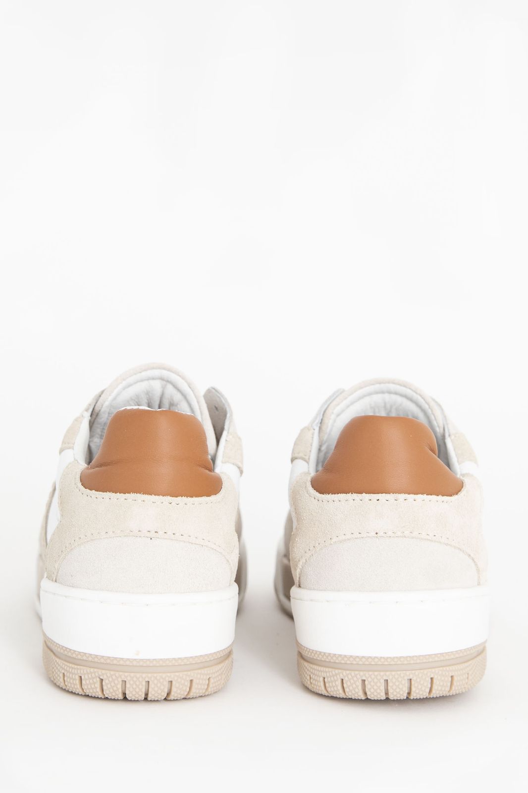Witte sneakers met beige details - Dames |