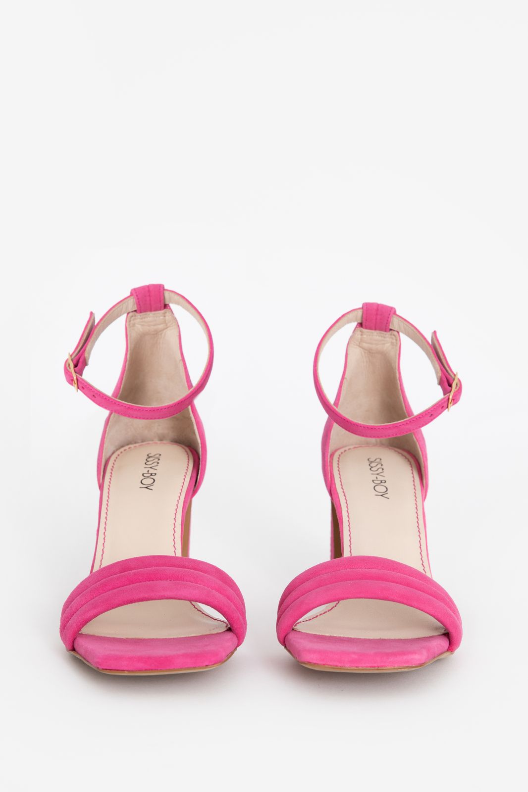 Roze suède sandalen met hak - | Sissy-Boy