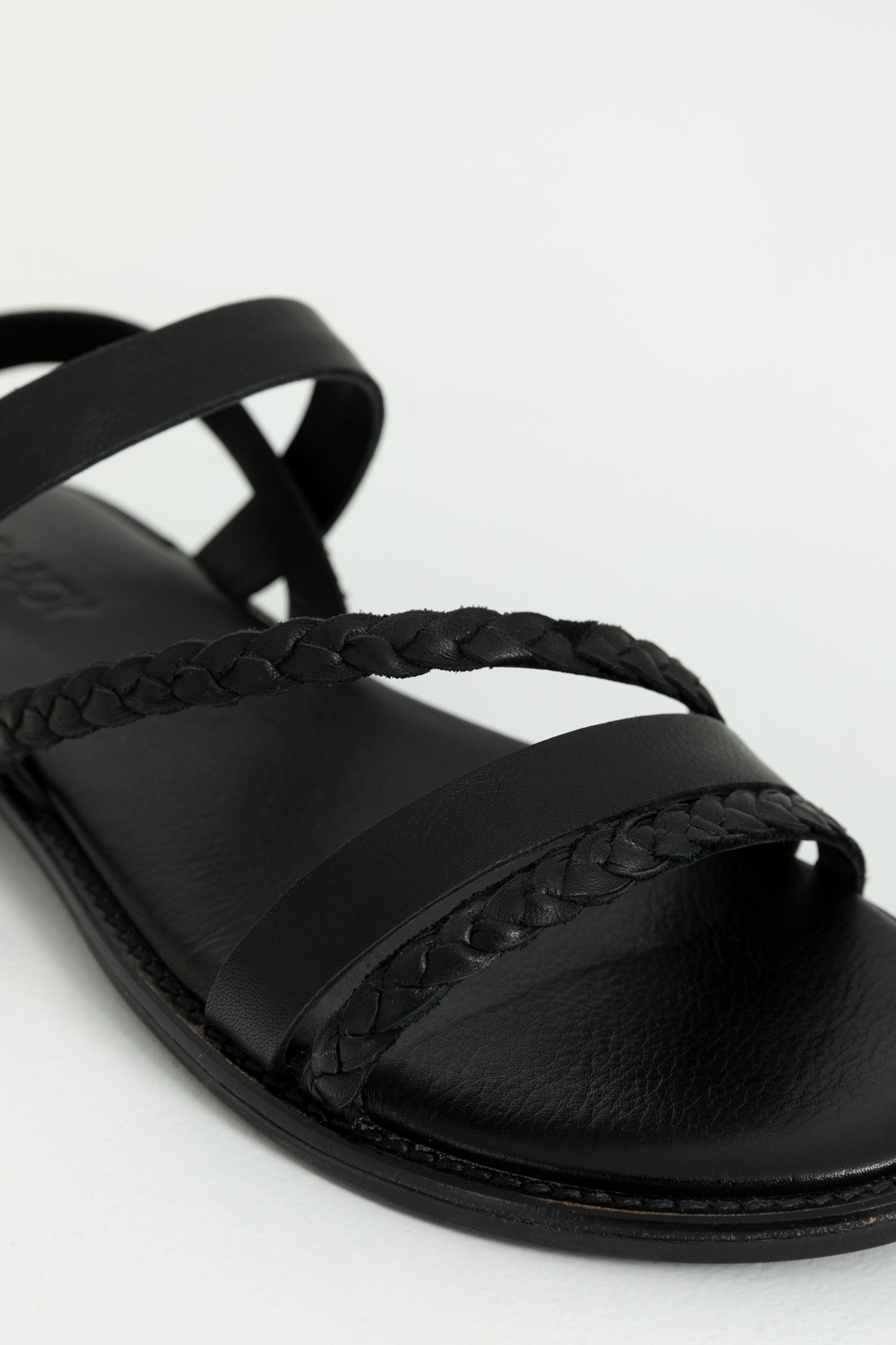 Zwarte leren sandalen gevlochten - Dames | Sissy-Boy