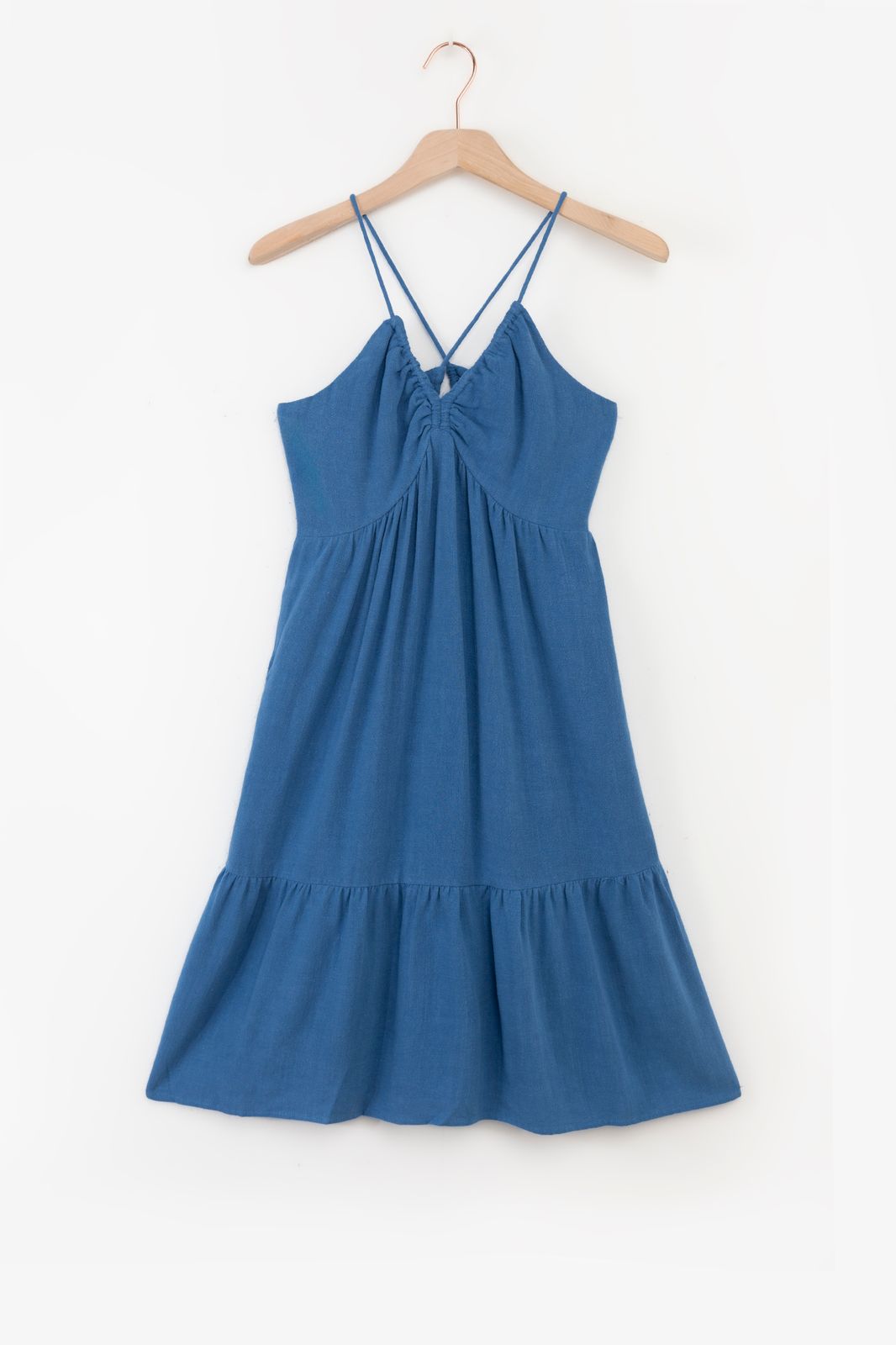 Kleid mit Spaghettiträgern - blau