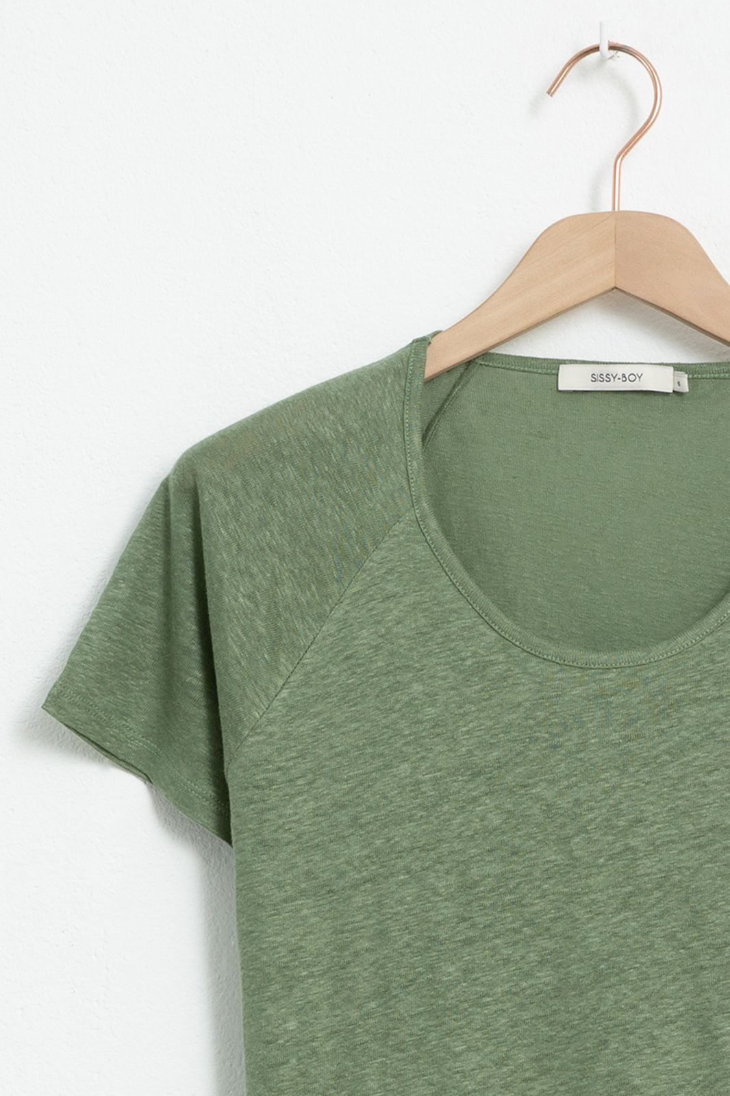 Leinen-Shirt mit Raglanärmeln - grün
