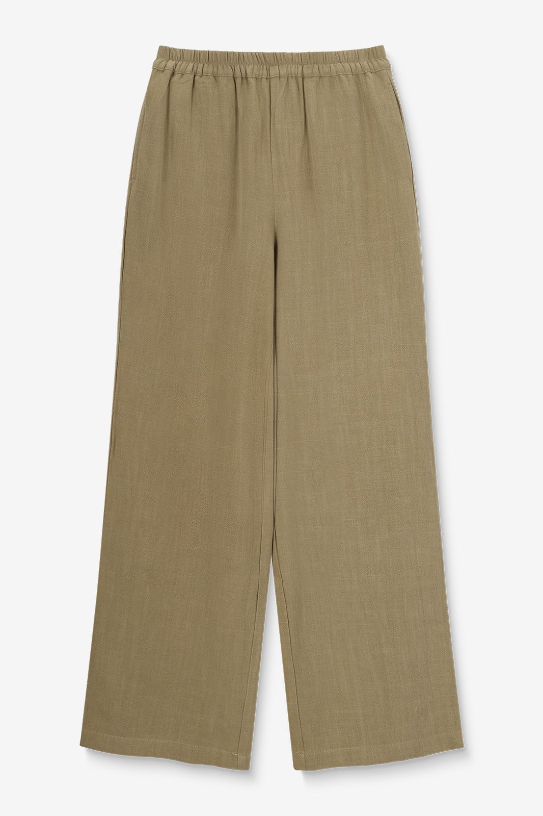 Weite Leinenhose mit hoher Taille - grün