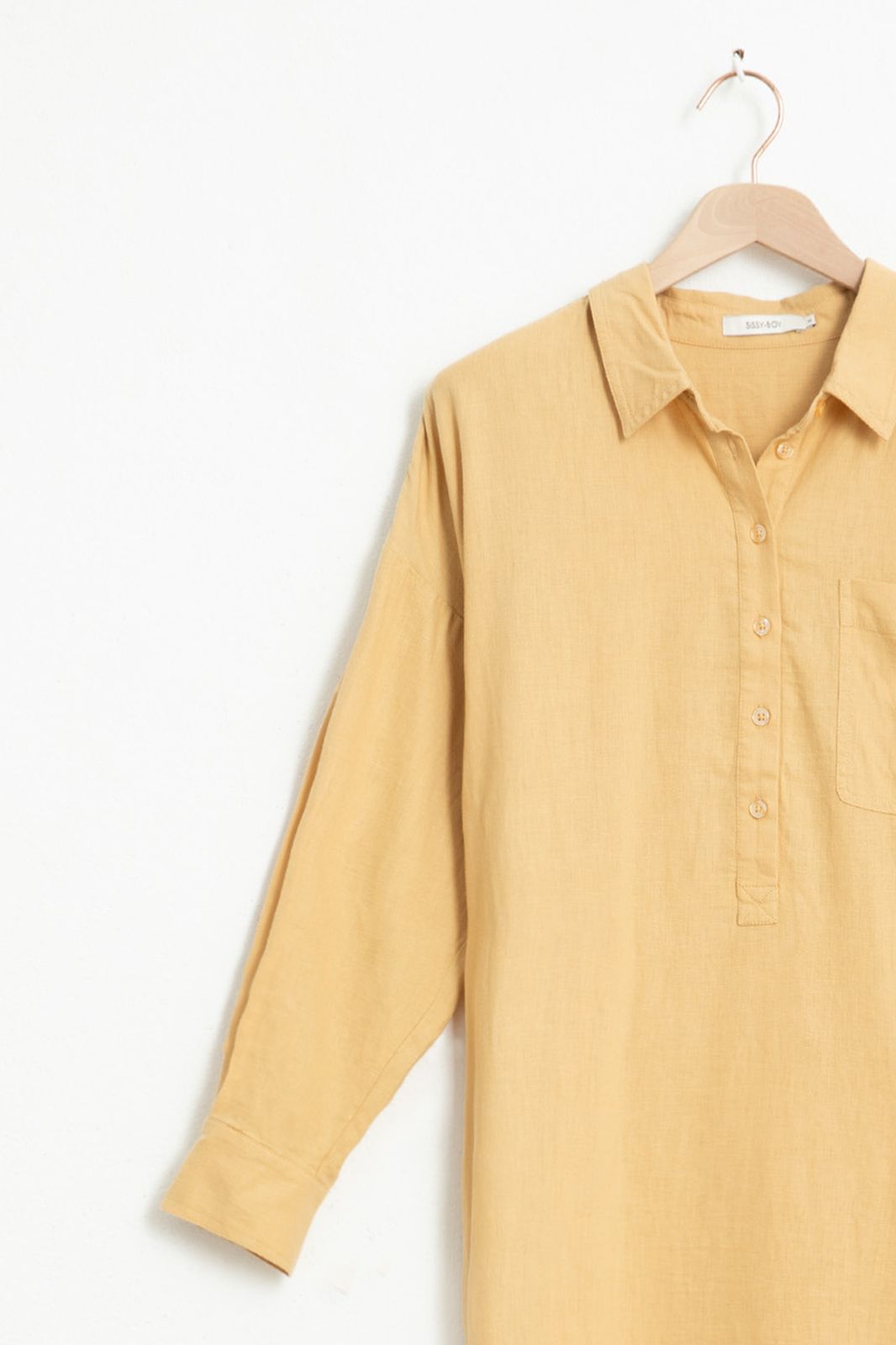 Robe chemise en lin - jaune