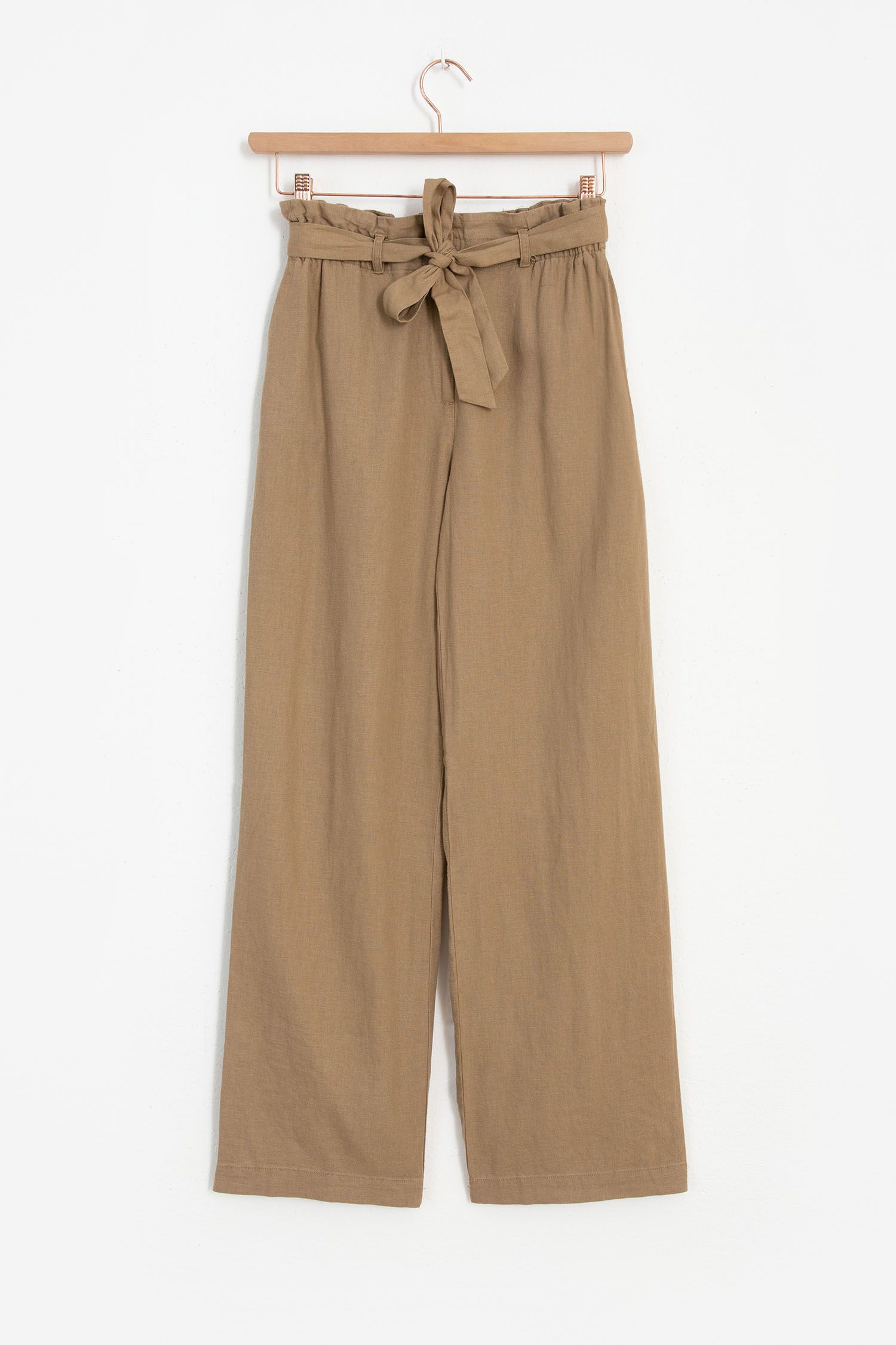 Pantalon paper bag marron clair