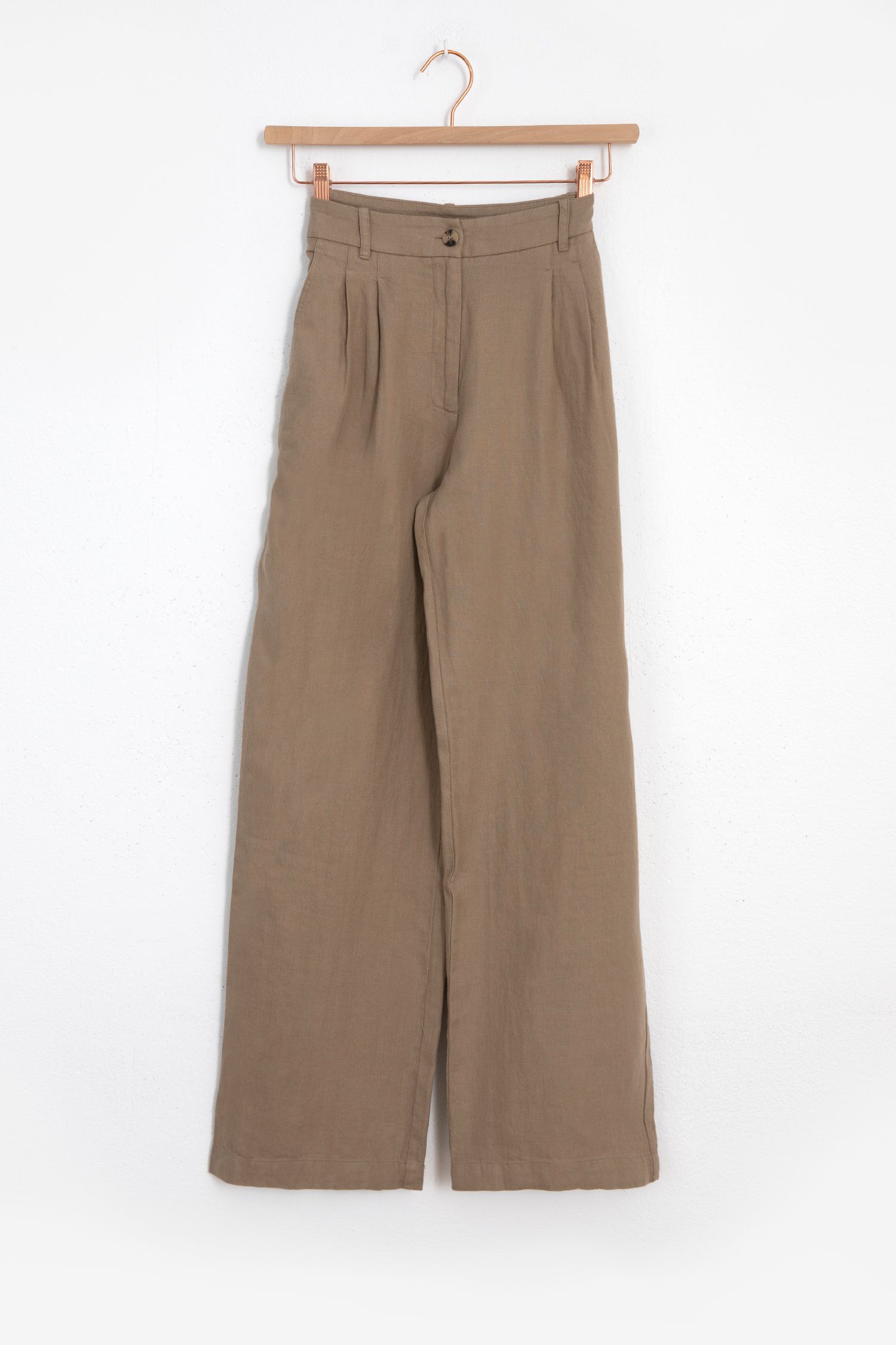 Pantalon Large Lin Coldwater Creek Beige - Taille L - Taille Haute à Enfiler
