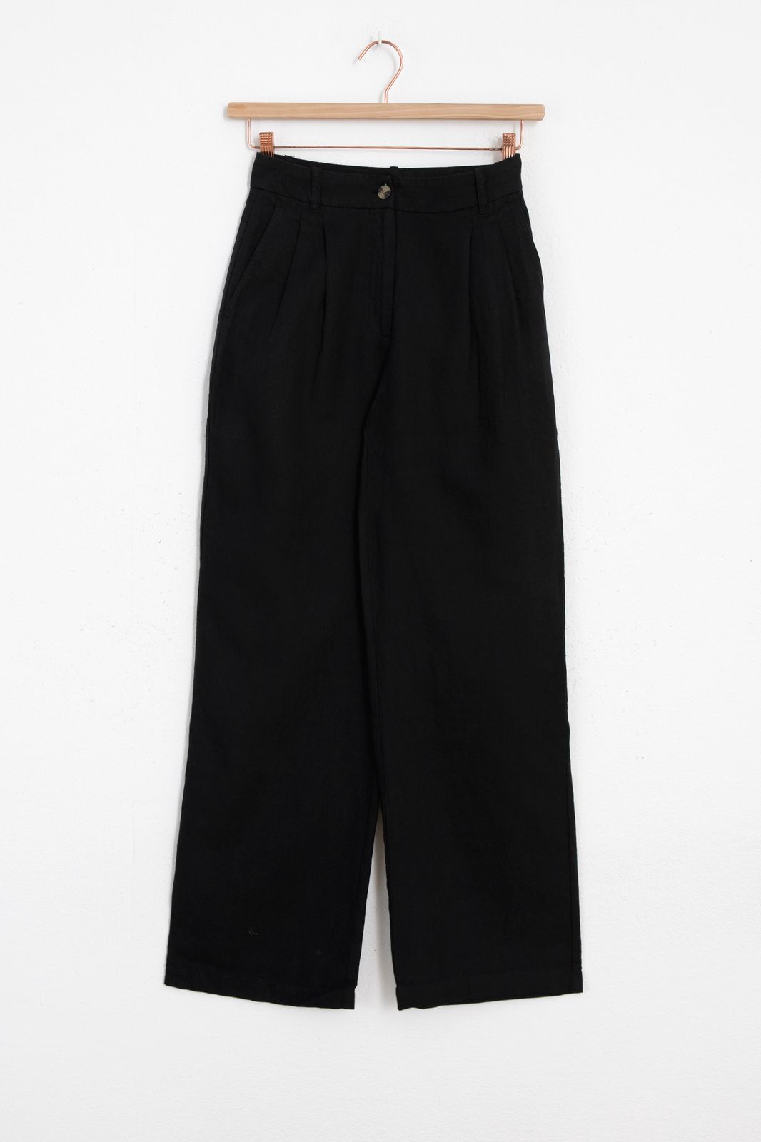 Pantalon jambes larges en lin - noir
